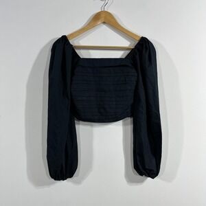 Abercrombie & Fitch Preppy Coastal Victorian Boho Pleated Smocked Crop Top XXS